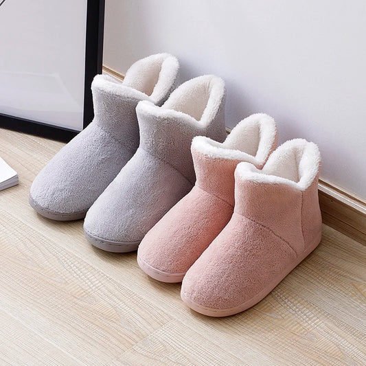 TZLDN Winter Warm Shoes Woman Men Indoor Slippers Soft Plus Couples Home Floor Snow Boots Anti-slip Female House Footwear