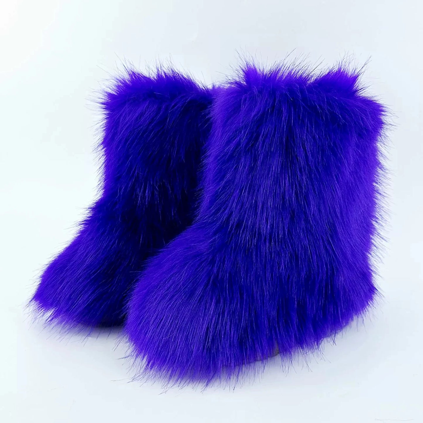Brown Pink Women's Winter Fluffy Faux Fox Fur Boots Woman Plush Warm Snow Short Boots Luxury Footwear Girls' Furry Fur Booties
