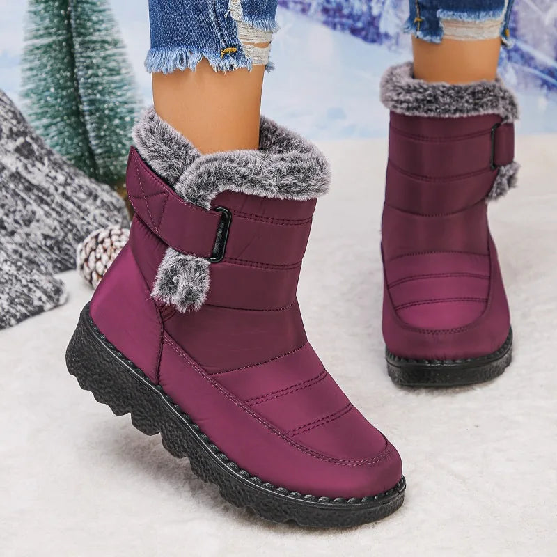 2025  Women's Snow Boots Large Size Cotton Fleece Lined Thick Long Tube Cold Resistant Warm Boots Shoe Female Footwear