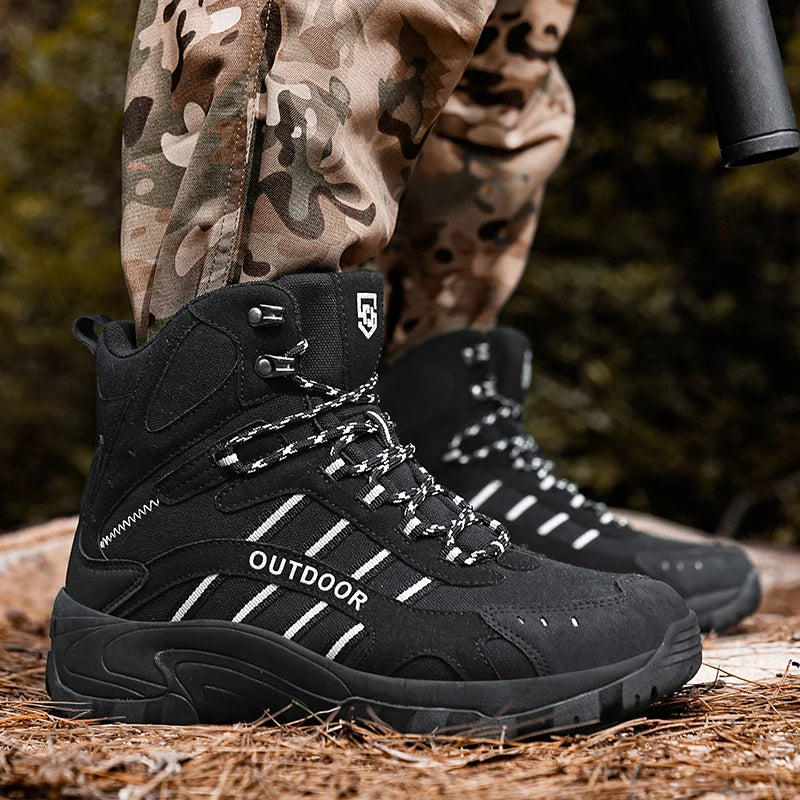 High-top Boots Men Shoes Comfortable Casual Outdoor Hiking Shoes Men Breathable Hiking Shoes Thick-soled Combat Boots men