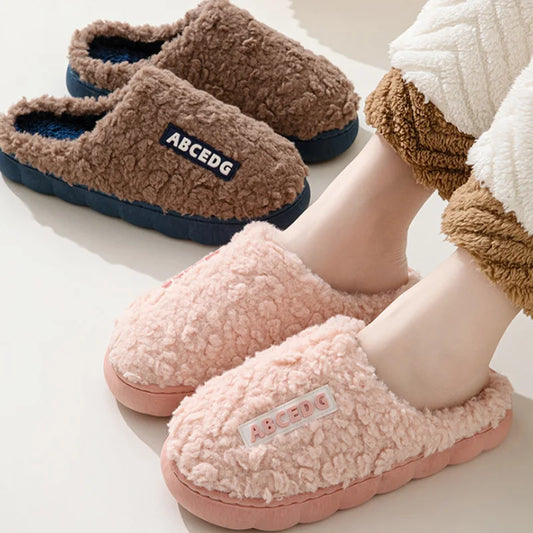 Trend Winter Couple Indoor Non-slip For Men Women Flip Flops Warm Slippers Home Slides Casual bedroom Soft Comfort Shoes