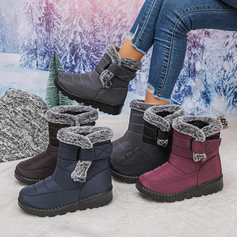 2025  Women's Snow Boots Large Size Cotton Fleece Lined Thick Long Tube Cold Resistant Warm Boots Shoe Female Footwear