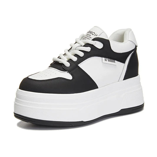 9CM Genuine Leather NEW Brand Designer Summer Autumn Platform Women Casual Shoes Chunky Sneakers Running Walking Shoes 34- 40