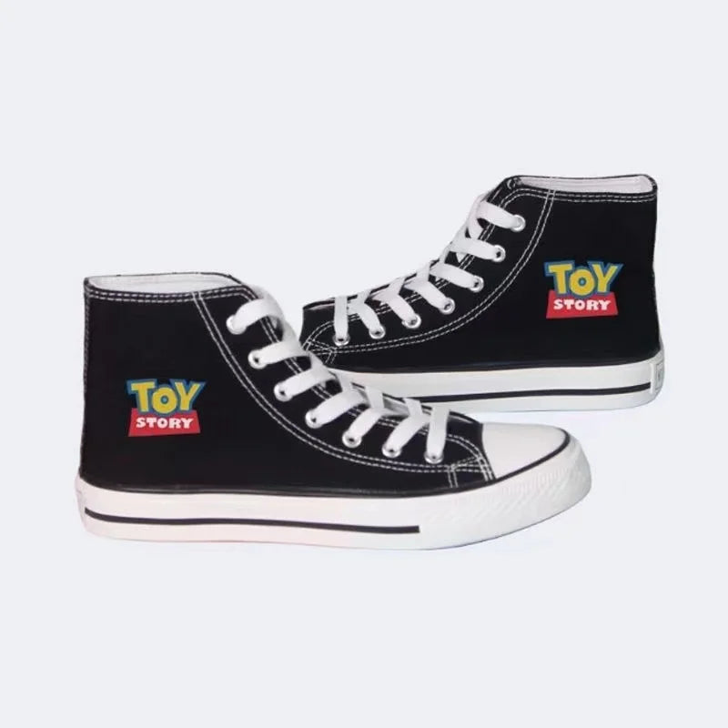 Buzz Lightyear Woody Lotso new plus size High Top Canvas Shoes Man Sneakers 2025 autumn Student Cartoon women girl Casual Shoes