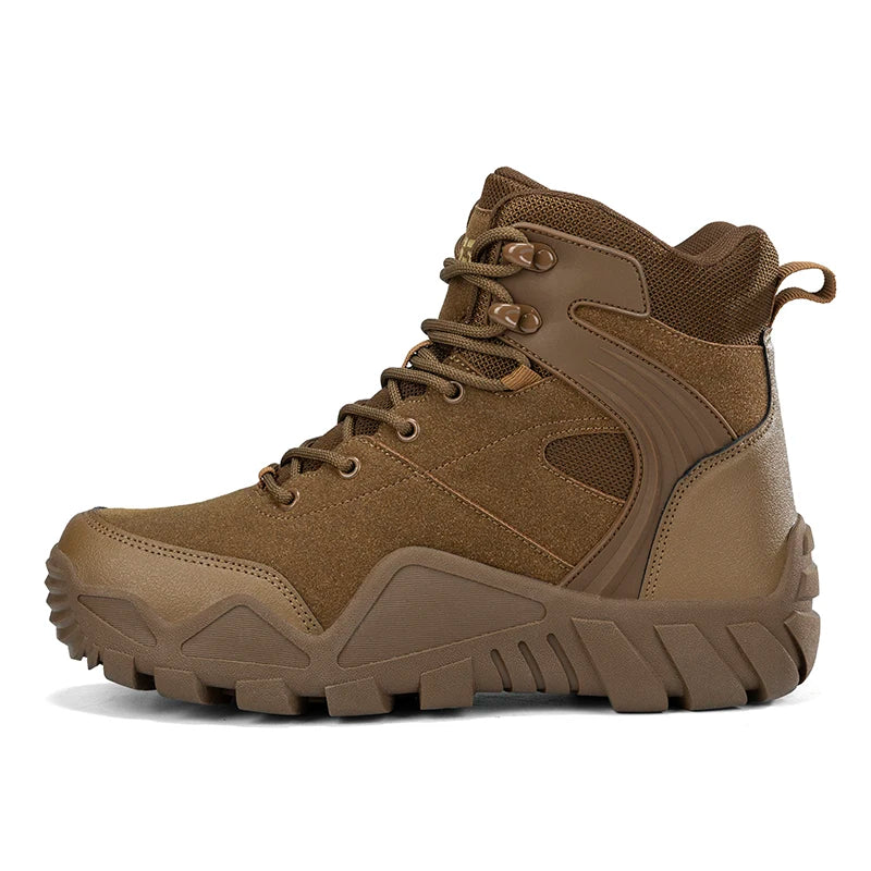 High-top Boots Men Outdoor Thick-soled Shock-absorbing Combat Boots Men Soft Durable Casual Lace-up Comfortable Hiking Shoes Men