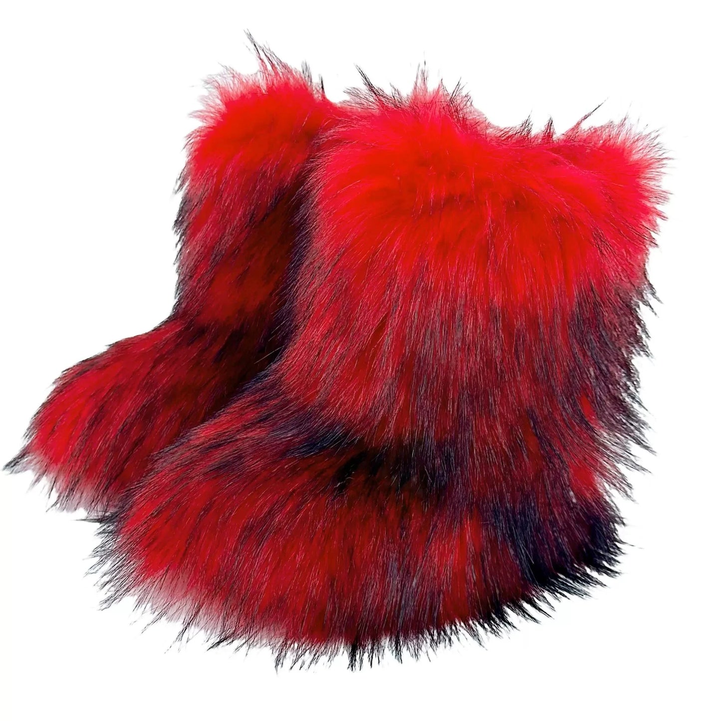 Brown Pink Women's Winter Fluffy Faux Fox Fur Boots Woman Plush Warm Snow Short Boots Luxury Footwear Girls' Furry Fur Booties