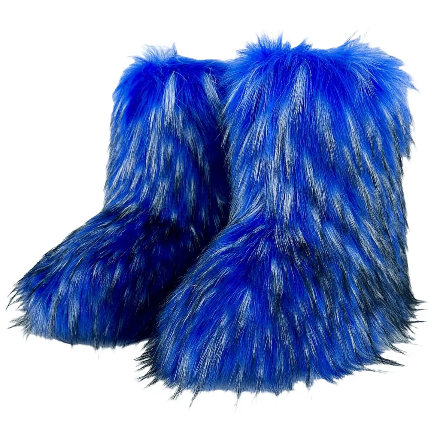 Brown Pink Women's Winter Fluffy Faux Fox Fur Boots Woman Plush Warm Snow Short Boots Luxury Footwear Girls' Furry Fur Booties