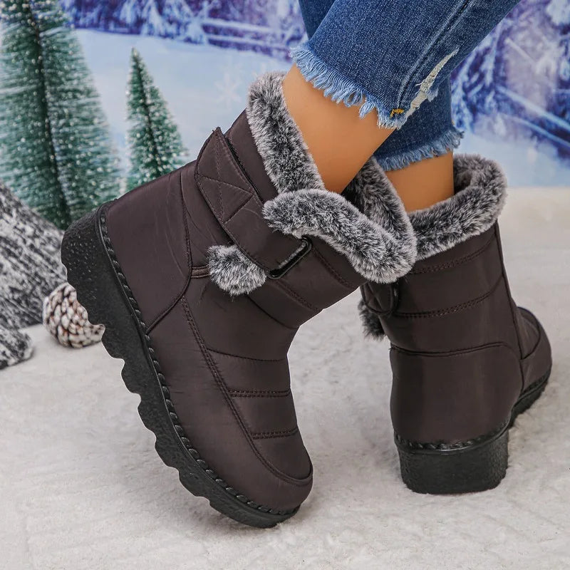 2025  Women's Snow Boots Large Size Cotton Fleece Lined Thick Long Tube Cold Resistant Warm Boots Shoe Female Footwear