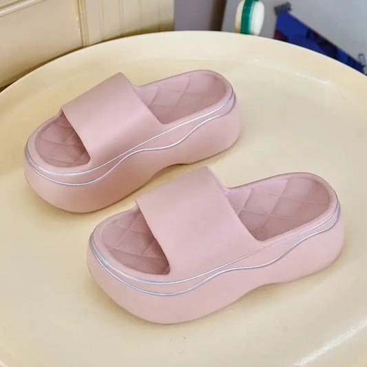 New 24hours shipping odorless EVA slippers women summer high chunky shoes woman pink platform clogs slipper lady elevated shoes