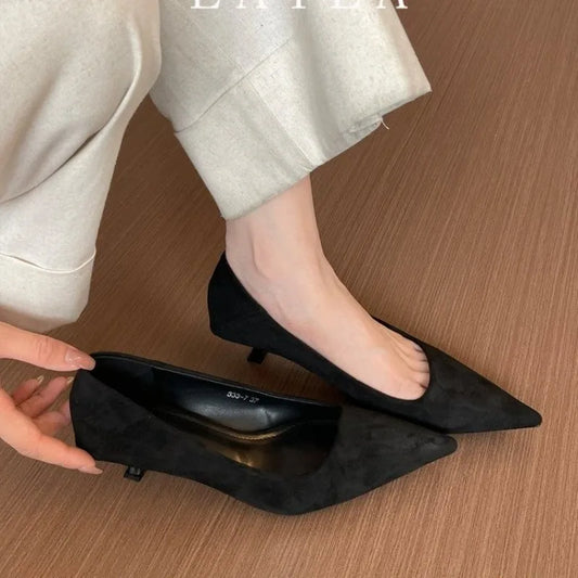 Simple Stiletto Single Shoes Autumn Fashion Suede Slip-on Non-Slip Wear-Resistant High Heels