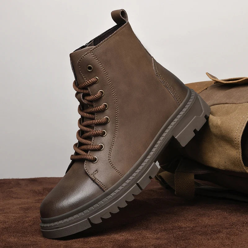 Men'sOutdoor Hiking Shoes,Hiking Travel Camping Leather Boots,All-season Leather Ankle Boots,Men's Casual Boots,Retro Work Boots