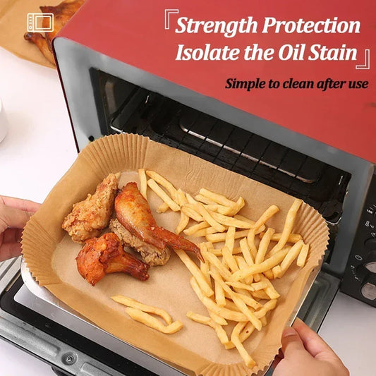23CM Air Fryer Disposable Baking Paper Liner Non-Stick Mat Steamer Square Round Parchment for Microwave Oven Kitchen Cookers