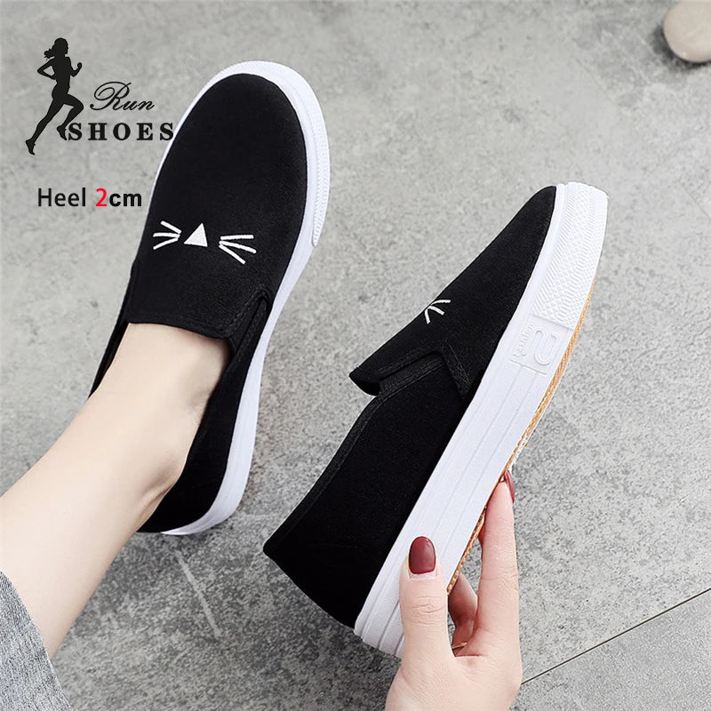 Autumn New Women Canvas Shoes Daily Routine Flat Footwear Student Low Cut Soft Anti Slip Sole Casual Vulcanized Zapatillas Mujer