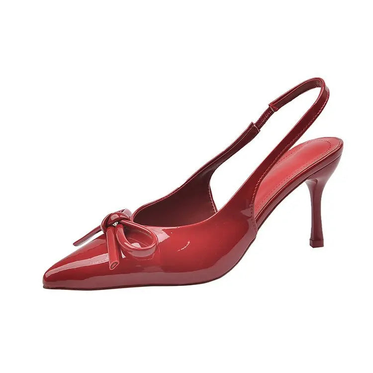 2025 New Arrival Women's Patent Leather High Heels Shoes Stiletto with Bowknot Party & Formal Shoes Elegant Stiletto Sandals