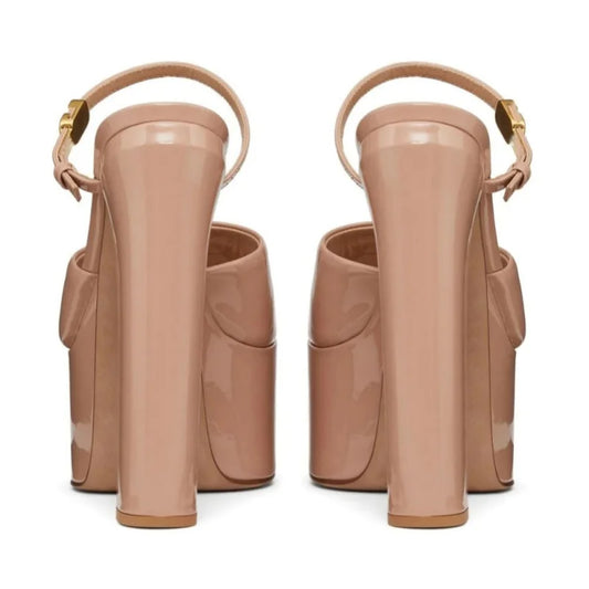 Platform Height Increasing Women's Sandals Round Toe Crude Heel Buckle Femme Pumps Peep Toe Breathable Outdoor Party Lady Shoes