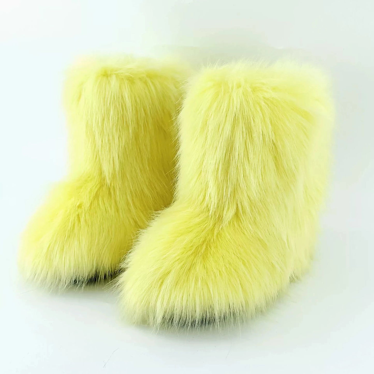 Brown Pink Women's Winter Fluffy Faux Fox Fur Boots Woman Plush Warm Snow Short Boots Luxury Footwear Girls' Furry Fur Booties
