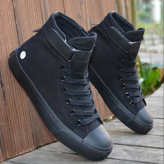 Canvas Men Shoes High Top White Shoe 2025 Summer New Mens Sneakers Fashion Breathable Canvas Sneakers Non-slip Flat Casual Shoes