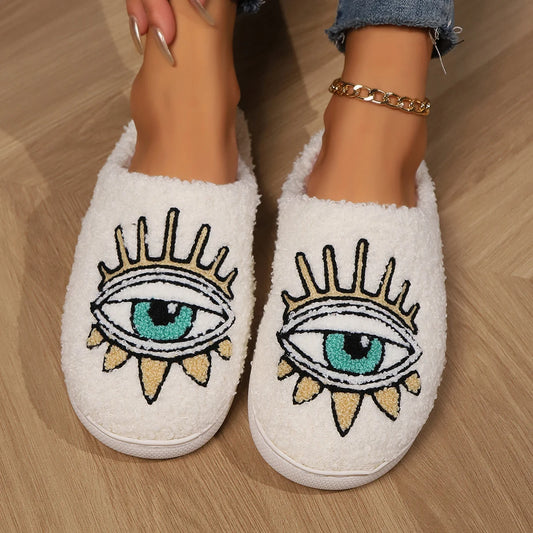 Ladies' Halloween Eye of Rights Cartoon Slippers for Home with Thick Velvet and Personalized Slippers
