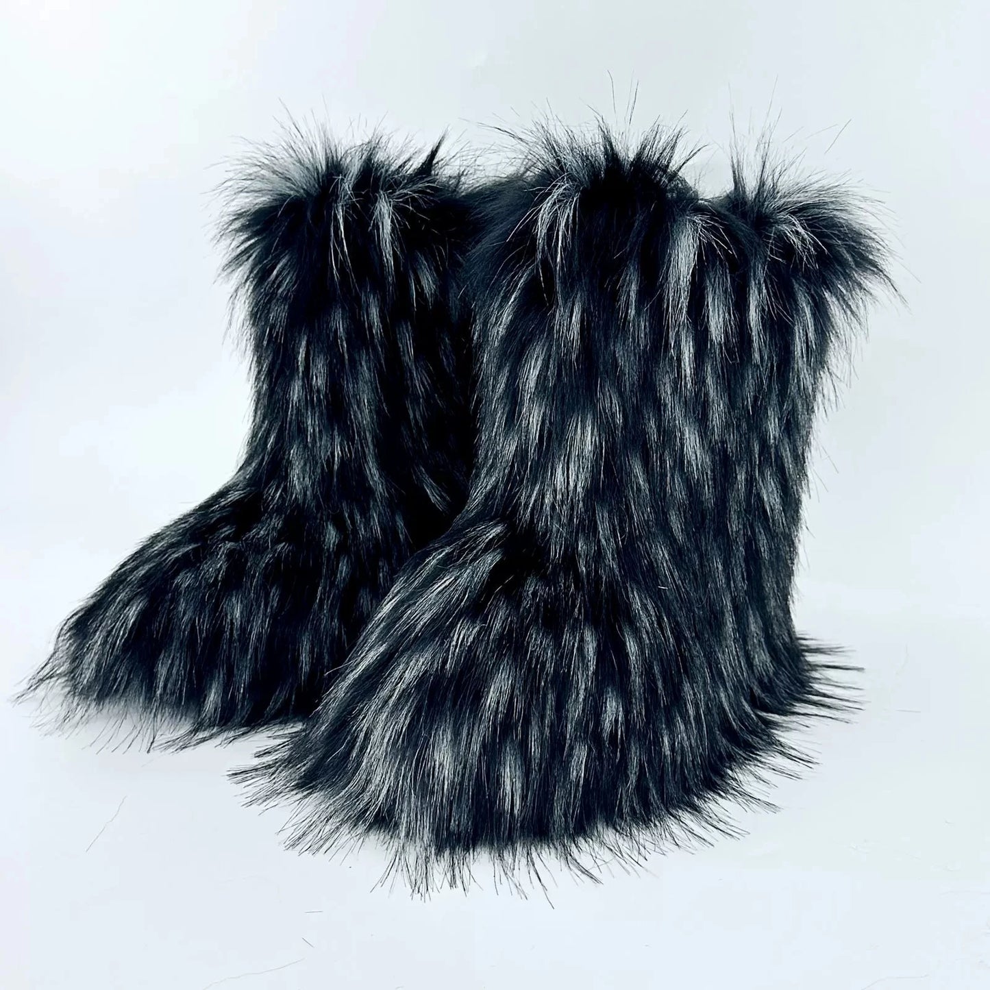 Brown Pink Women's Winter Fluffy Faux Fox Fur Boots Woman Plush Warm Snow Short Boots Luxury Footwear Girls' Furry Fur Booties