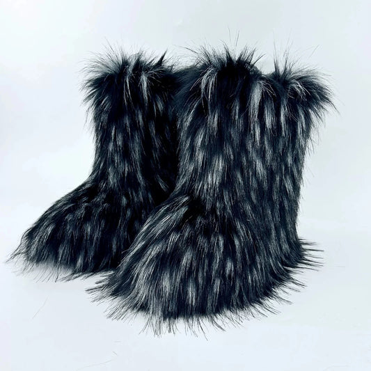 Brown Pink Women's Winter Fluffy Faux Fox Fur Boots Woman Plush Warm Snow Short Boots Luxury Footwear Girls' Furry Fur Booties