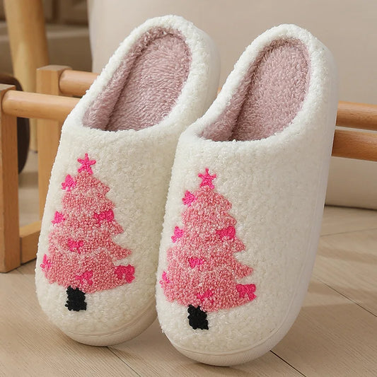 Christmas Fashion Women Slip on Platform House Slippers Casual Men Couples Printing Plus Size Shoes for Women Cotton Warm Shoes