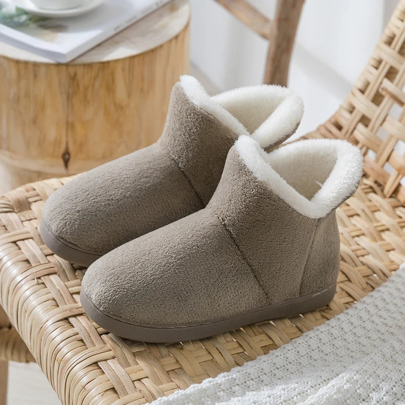 TZLDN Winter Warm Shoes Woman Men Indoor Slippers Soft Plus Couples Home Floor Snow Boots Anti-slip Female House Footwear