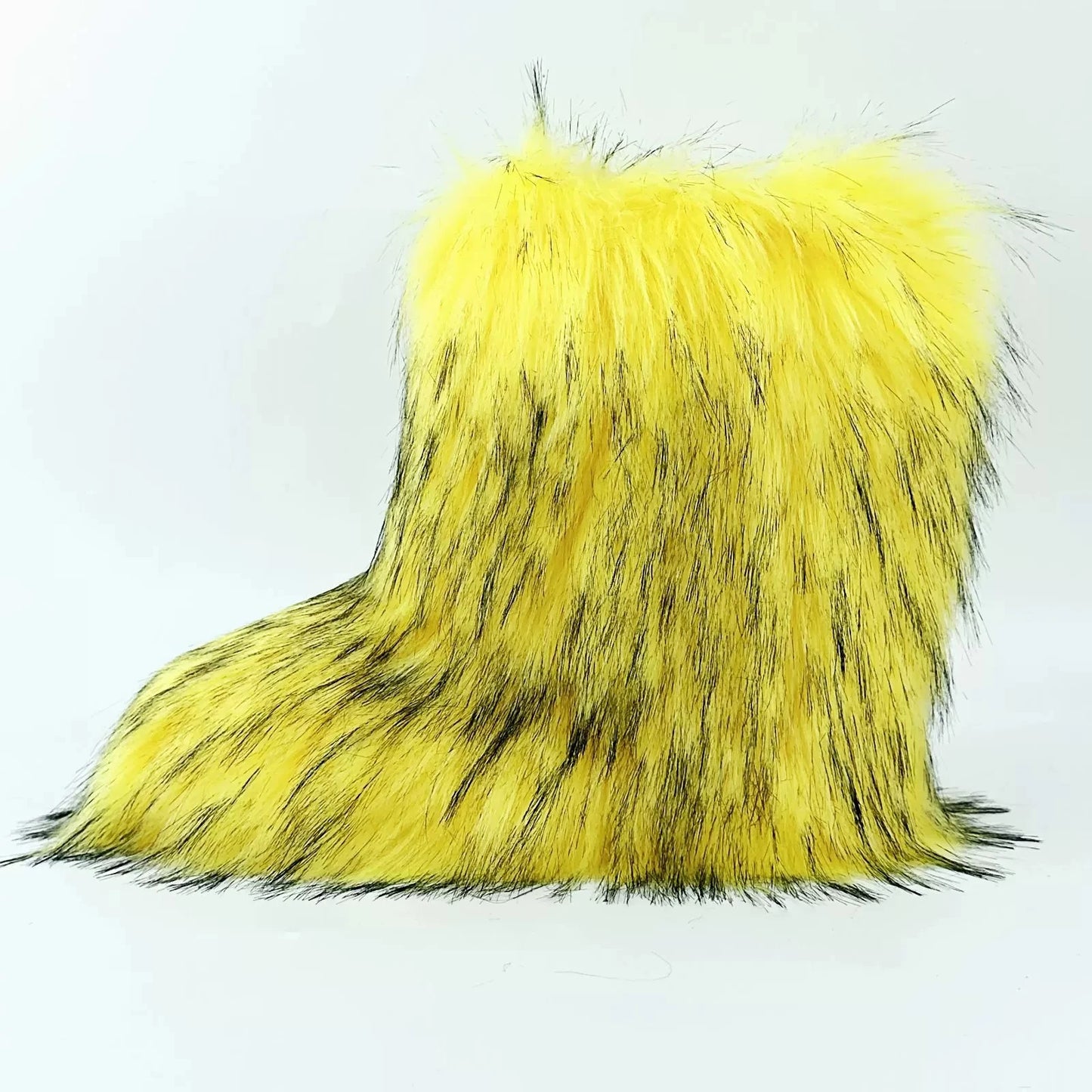 Brown Pink Women's Winter Fluffy Faux Fox Fur Boots Woman Plush Warm Snow Short Boots Luxury Footwear Girls' Furry Fur Booties