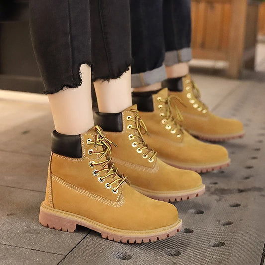 Genuine Leather Men's Winter Spring Ankle Treking Military Snow Yellow Tactical Boots Outdoor Footwear for Women Men Work Shoes