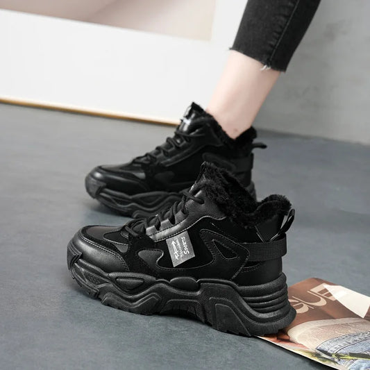 Winter New Women High Top Snow Boots Warm Plush Woman Comfortable Sneakers Waterproof Cottom Shoes Fashion Female Footwear 2025