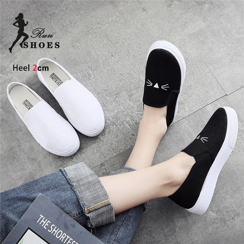 Autumn New Women Canvas Shoes Daily Routine Flat Footwear Student Low Cut Soft Anti Slip Sole Casual Vulcanized Zapatillas Mujer