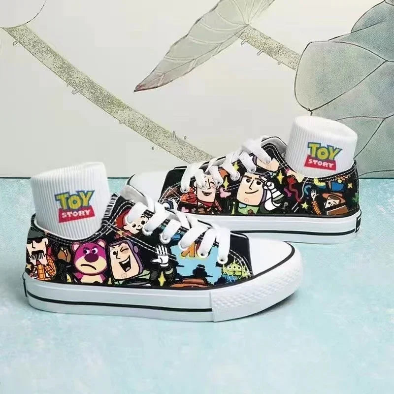 Buzz Lightyear Woody Lotso new plus size High Top Canvas Shoes Man Sneakers 2025 autumn Student Cartoon women girl Casual Shoes