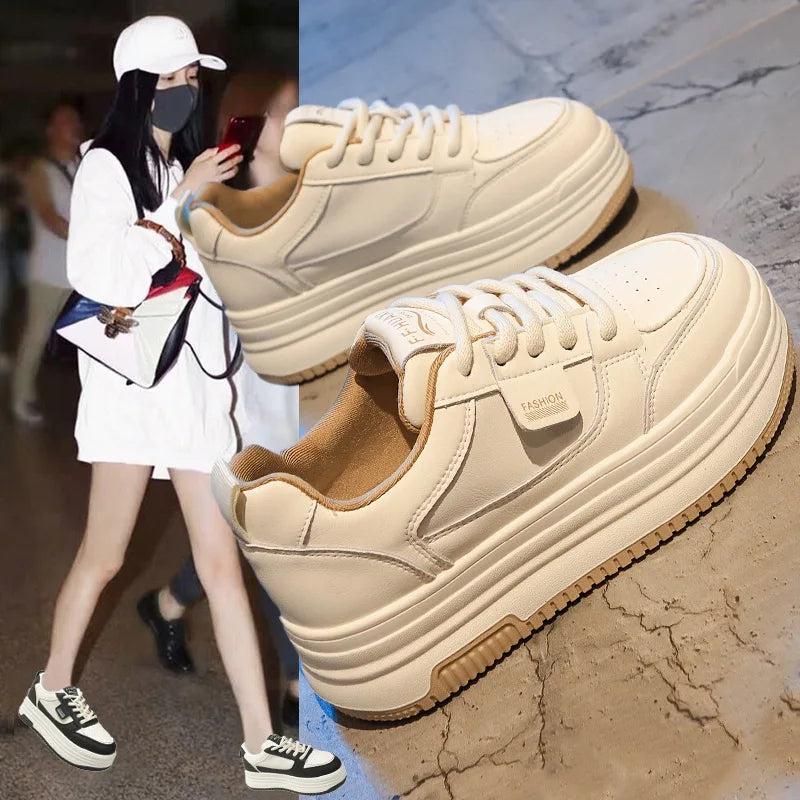 Bestselling White Sneakers for Women New Versatile Thick-Soled Height-Increasing Sneakers Casual Shoes Platform Sports Shoes