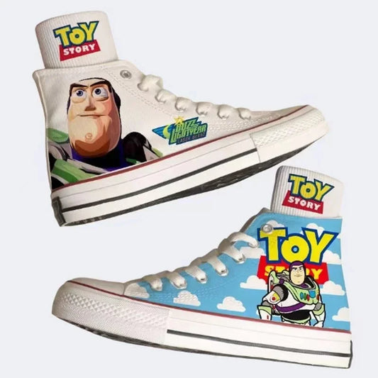 Buzz Lightyear Woody Lotso new plus size High Top Canvas Shoes Man Sneakers 2025 autumn Student Cartoon women girl Casual Shoes