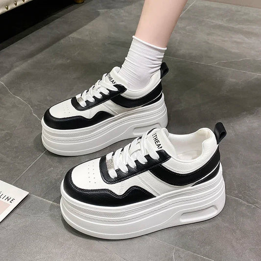 New Women 8cm Platform Sneakers Casual Fashion Outdoor Versatile Shoes Comfortable Lace Up Sneakers Running Tennis Sports Shoes