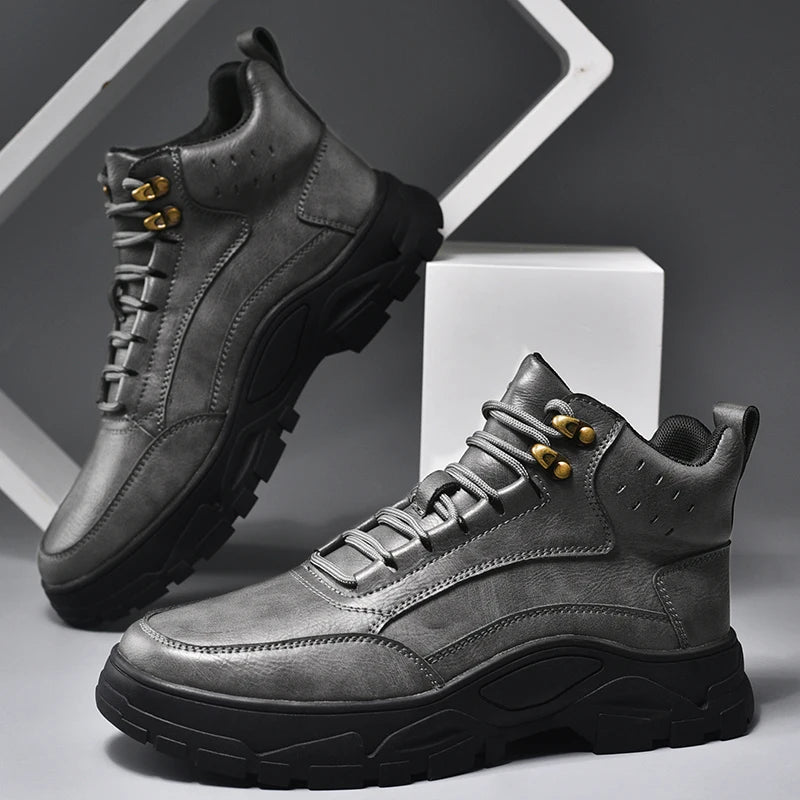 New 2025 Handmade Leather Boots Men Casual Shoes botas Design Sneakers Man Comfortable Leather Shoes Men Ankle Boots Outdoor