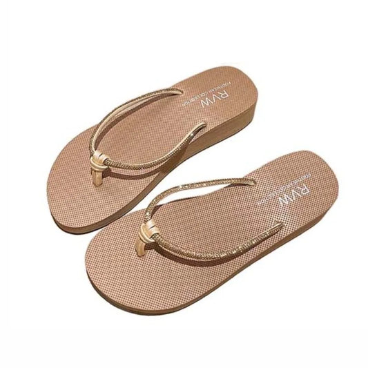 Soft PVC Crystal Flip Flops Waterproof Non-Slip Vacation Slides Sandals Shoes Platform Beach Slippers Women Summer